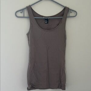 H&M Basic Taupe Stretch Cotton Tank Top XS